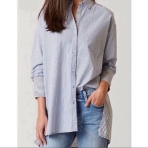 Free people oversized high low striped button down
